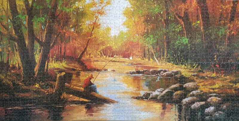 AUTUMN ANGLER Wooden Jigsaw Puzzle Victory Gold Box 2000 pieces