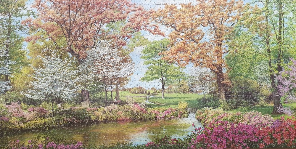 BURST OF SPRING Vintage Victory Gold Box Wooden Jigsaw Puzzle 2000 pieces