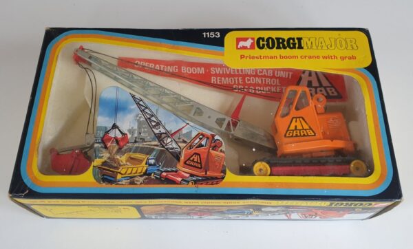 Vintage Corgi 1153 Priestman Boom Crane with Grab Diecast Model 1970's