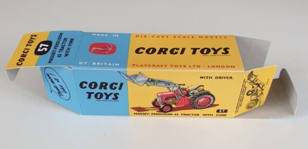 Vintage Corgi 57 Massey-Ferguson 65 Tractor with Forks 1960's diecast model box