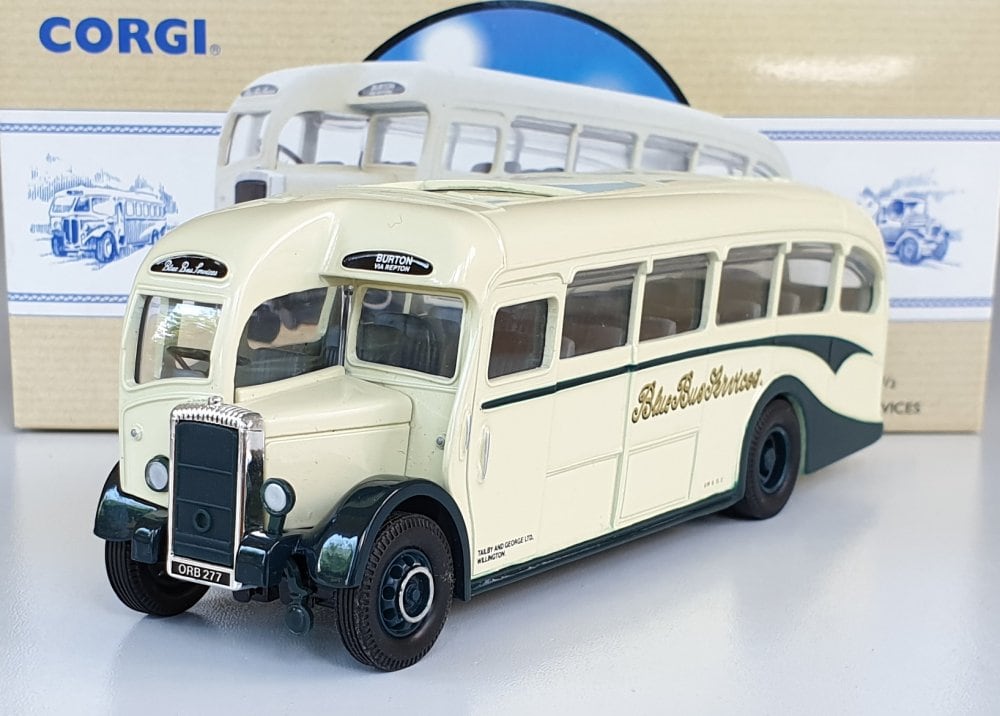 Corgi 97823 VINTAGE DAIMLER 1/2 COACH - BLUE BUS SERVICES DERBYSHIRE