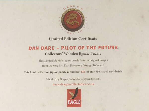 'Dan Dare' Collector's Wooden Jigsaw Puzzle Limited Edition Certificate
