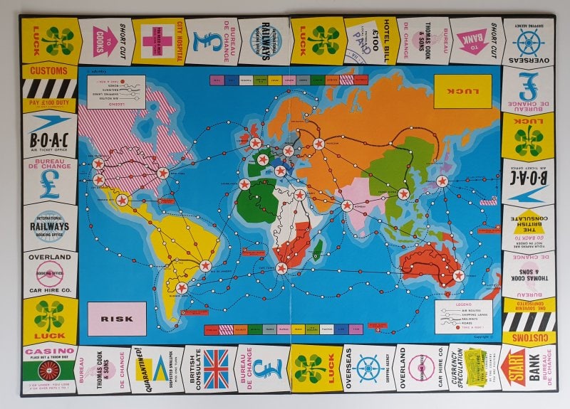 'GO' INTERNATIONAL TRAVEL Board Game (Waddington) 1960's Vintage Toys & Games