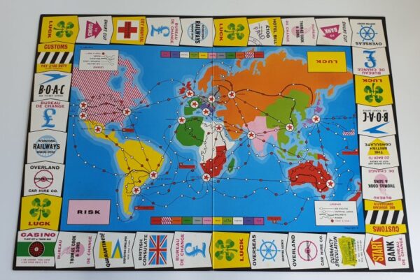 Vintage GO INTERNATIONAL TRAVEL Board Game Waddingtons 1960s