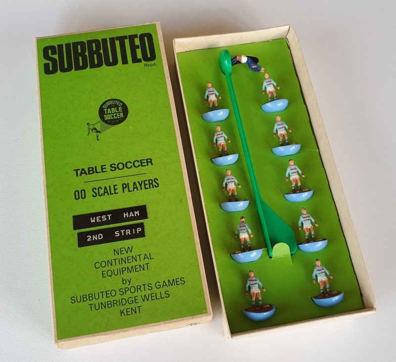 Vintage Subbuteo HW Team 79 West Ham 2nd Away Kit 1970's