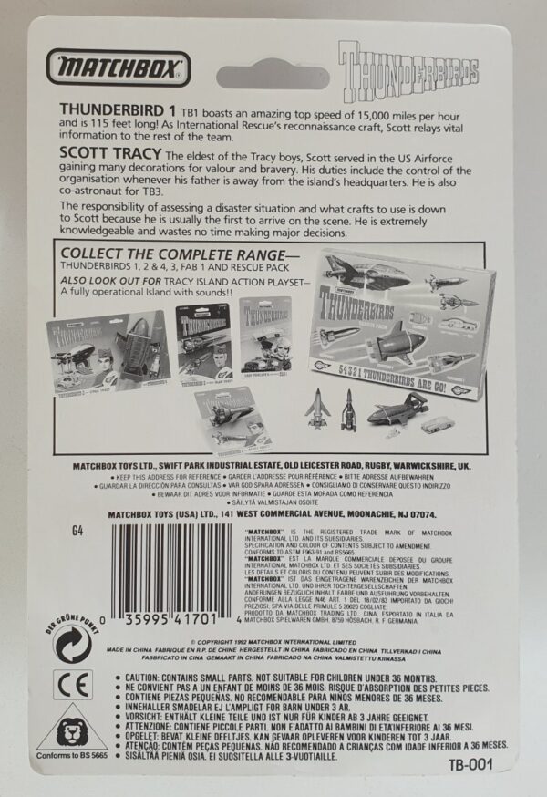 Vintage THUNDERBIRD 1 Diecast Model - Matchbox 1992