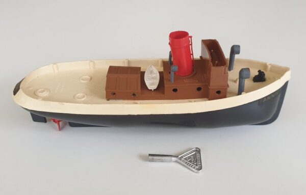 Vintage 1950s TUGBOAT ANNIE Clockwork Toy Boat by Traing Penguin