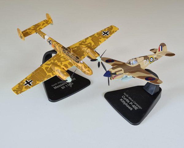 Messerschmitt Me Bf 110 + Curtis P-40 Kittyhawk Atlas Editions diecast models North Africa desert WW2